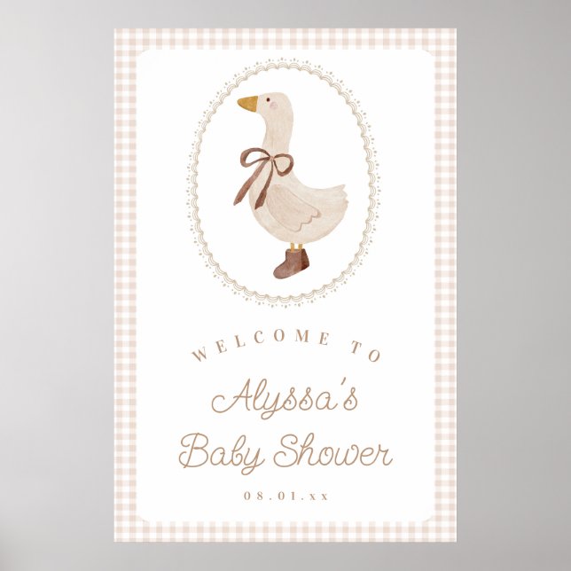 Silly Goose Gender Neutral Baby Shower Welcome Poster (Front)