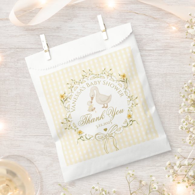 Silly Goose Gender neutral Gingham Thank you Favour Bags (Clipped)