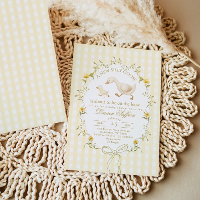 Silly Goose Gender neutral Yellow Baby Shower Invitation (Creator Uploaded)