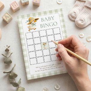 Silly Goose Gingham Bingo Baby Shower Game Card