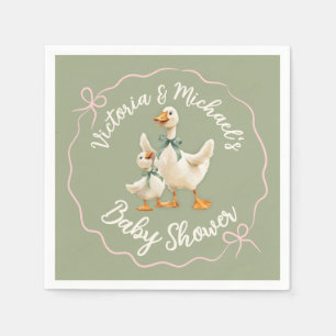 Silly Goose Gingham Bow Baby Shower Napkin