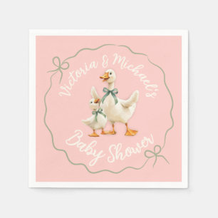 Silly Goose Gingham Bow Baby Shower Napkin