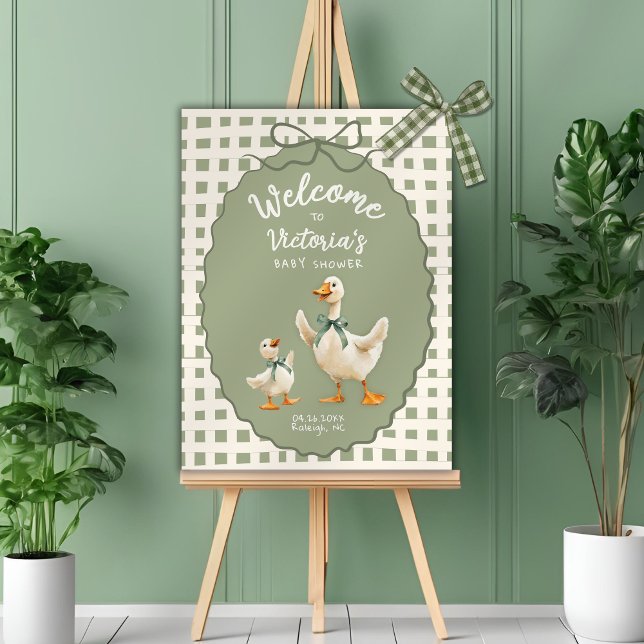 Silly Goose Gingham Bow Baby Shower Poster (Creator Uploaded)
