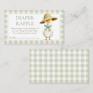 Silly Goose Gingham Diaper Raffle Baby Shower Enclosure Card
