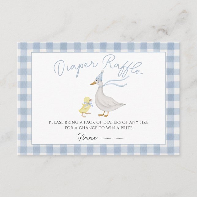 Silly Goose Gingham Duck baby showe Enclosure Card (Front)