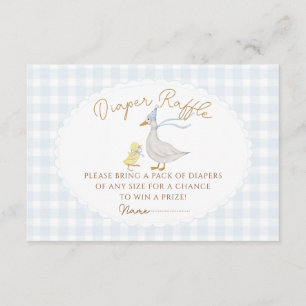 Silly Goose Gingham Duck baby showe Enclosure Card