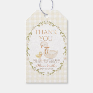 Silly Goose Gingham Duck Thank You baby shower Gift Tags