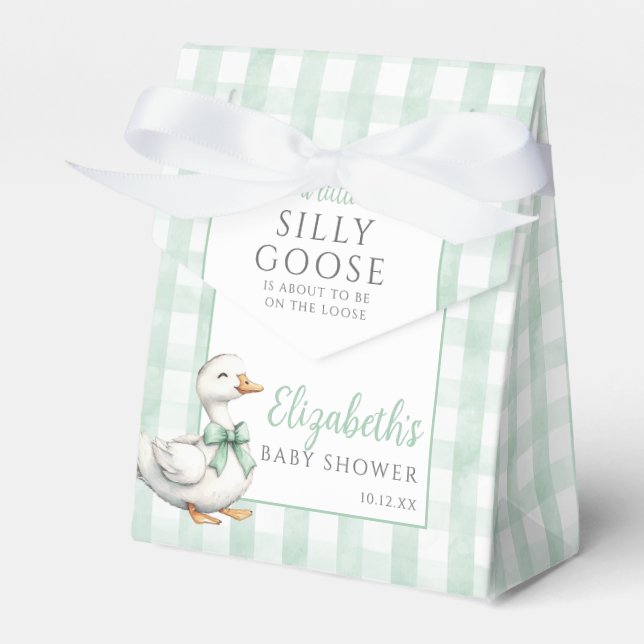 Silly Goose Gingham Gender Neutral Baby Shower Favour Box (Front Side)