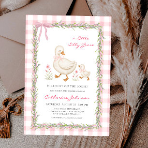 Silly Goose Gingham Greenery Garlands Baby Shower Invitation