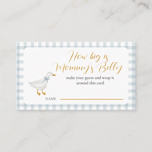 Silly Goose Gingham Mommys Belly Guessing Game  Enclosure Card (Front)