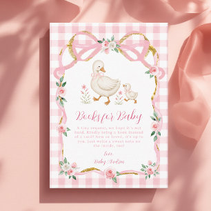 Silly Goose Gingham Pink Floral Books for Baby Enclosure Card