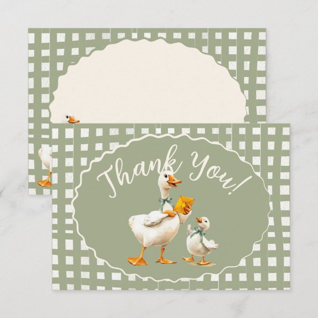 Silly Goose Gingham Thank You note Invitation (Front/Back)