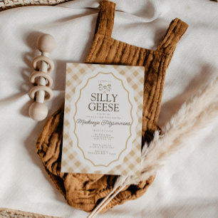 Silly Goose Gingham Triplet Baby Shower Invitation