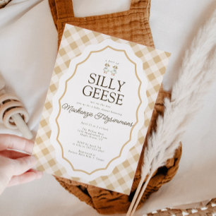 Silly Goose Gingham Twin Baby Shower Invitation