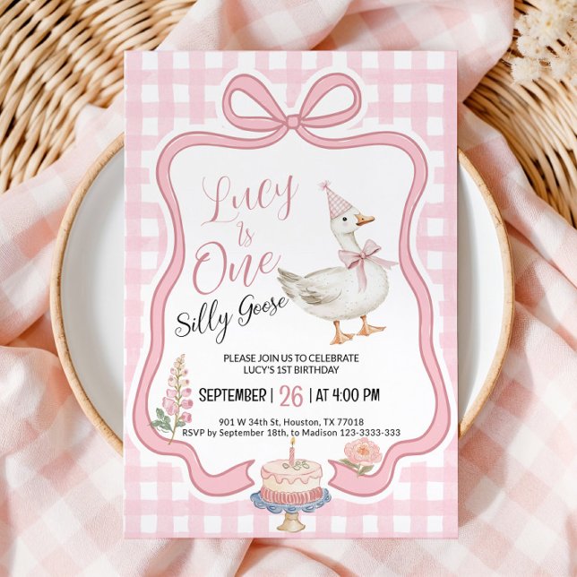 Silly Goose Girl 1st Birthday Invitation (Creator Uploaded)