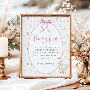 Silly Goose Girl Baby Shower Pacifier Hunt Poster