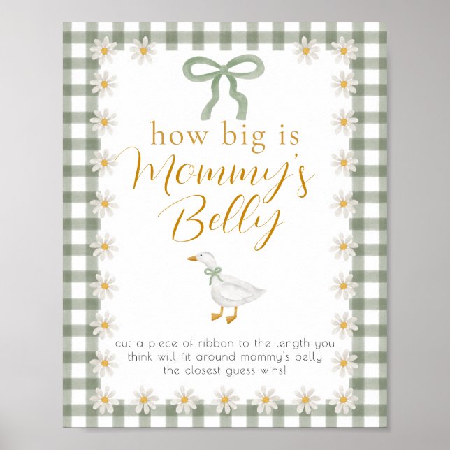Silly Goose Green Gingham Baby Shower Game  Poster (Front)