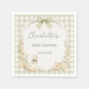 Silly Goose Green Gingham Baby Shower Napkin