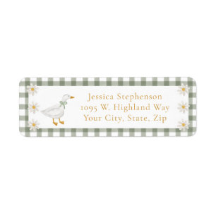 Silly Goose Green Gingham Daisy Return Address