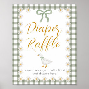 Silly Goose Green Gingham Floral Diaper Raffle Poster