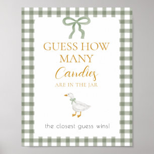 Silly Goose Green Gingham Guess How Many Game Poster
