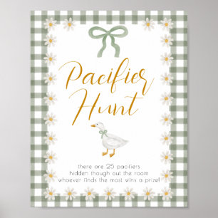 Silly Goose Green Gingham Pacifier Hunt Game Poster
