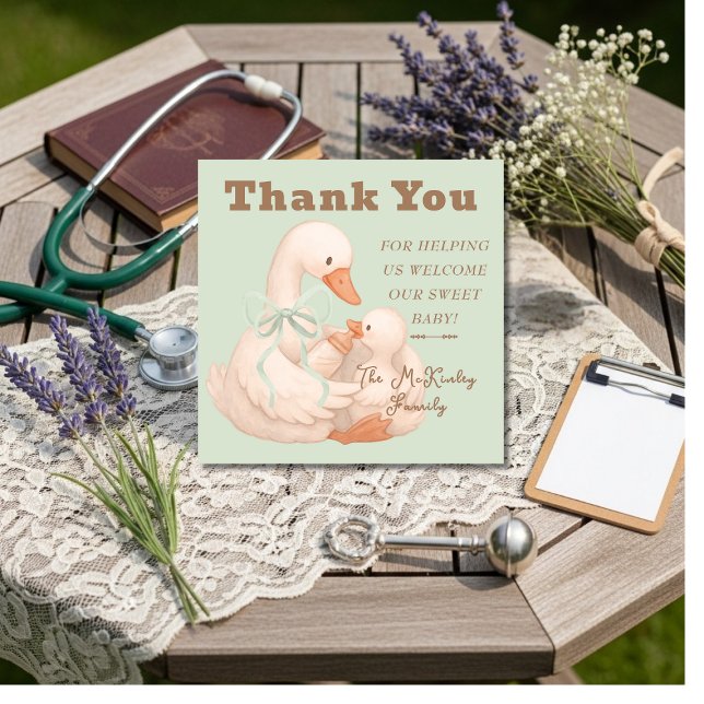 Silly Goose Green Labor  Delivery NICU Hospital    Thank You Card (Silly Goose Green Labor Delivery NICU Hospital Thank You Card)