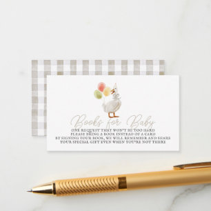Silly Goose Greige Gingham Books for Baby Enclosure Card