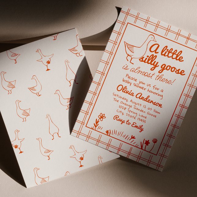 Silly Goose Hand Drawn Gender Neutral Baby Shower Invitation (Creator Uploaded)