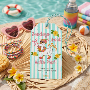 Silly Goose Hello Pool Party Stripes Gift Tags