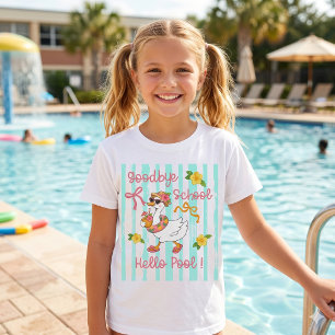 Silly Goose Hello Pool Party Stripes T-Shirt 