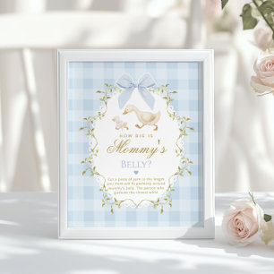 Silly Goose How big is belly Blue Gingham Poster