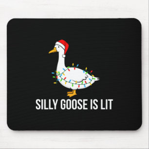Silly Goose Is Lit Funny Christmas Lights Santa Ha Mouse Mat