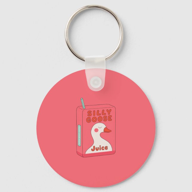 Silly Goose Juice Box Funny Goose Lover  Key Ring (Front)