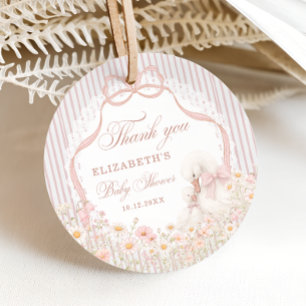 Silly Goose Lace Wildflower Pink Baby Shower Favour Tags