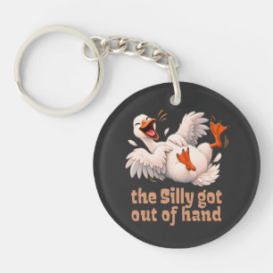 Silly Goose Laughing Cartoon Key Ring