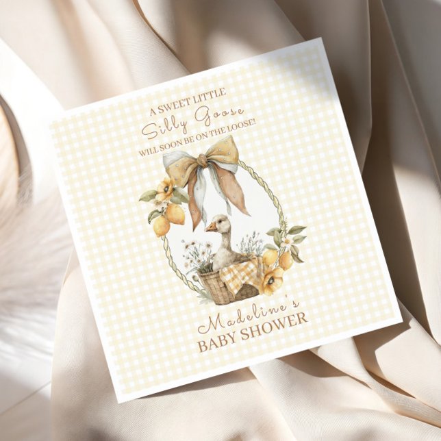 Silly Goose Lemon Watercolor Baby Shower Napkin (Creator Uploaded)
