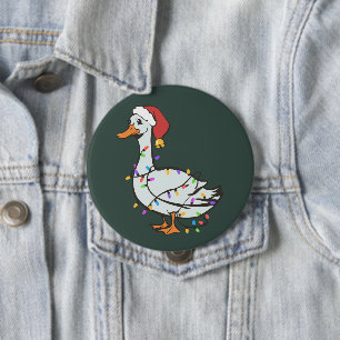 Silly Goose Light Christmas Funny Duck Xmas Lights 10 Cm Round Badge