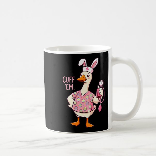 Silly Goose Meme Funny Easter Nurse Cuff Em Bunny Coffee Mug (Right)