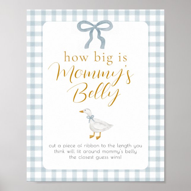 Silly Goose Mommys Belly Baby Shower Game Sign (Front)