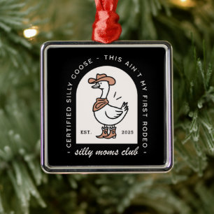 Silly goose mum mama cowgirl cowboy retro black metal tree decoration