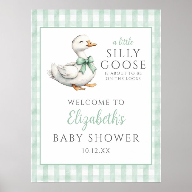 Silly Goose Neutral Baby Shower Welcome Sign (Front)