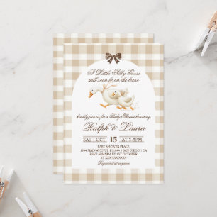 Silly Goose Neutral Gingham Baby Shower Invitation