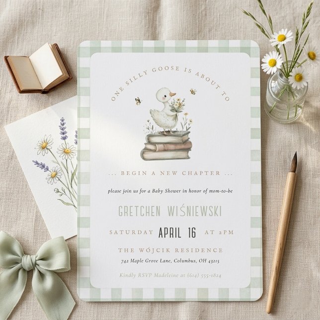 Silly Goose New Chapter Spring Baby Shower  Invitation (Silly Goose New Chapter Spring Baby Shower Invitation)