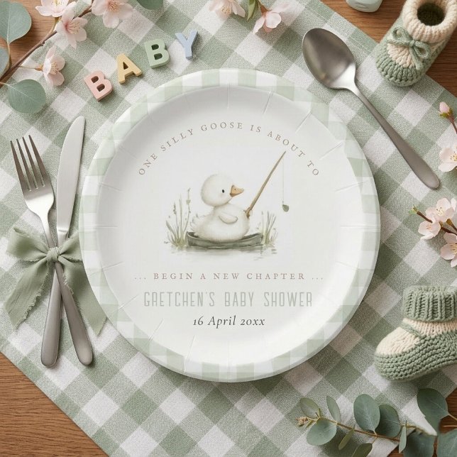 Silly Goose New Chapter Spring Baby Shower  Paper Plate (Silly Goose New Chapter Spring Baby Shower Paper Plates)