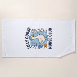 Silly Goose Nurse Club Funny Nurse Vector Design_1 Beach Towel