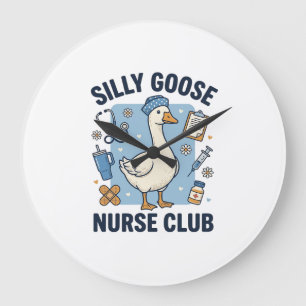 Silly Goose Nurse Club Funny Nurse Vector Design_1 Large Clock