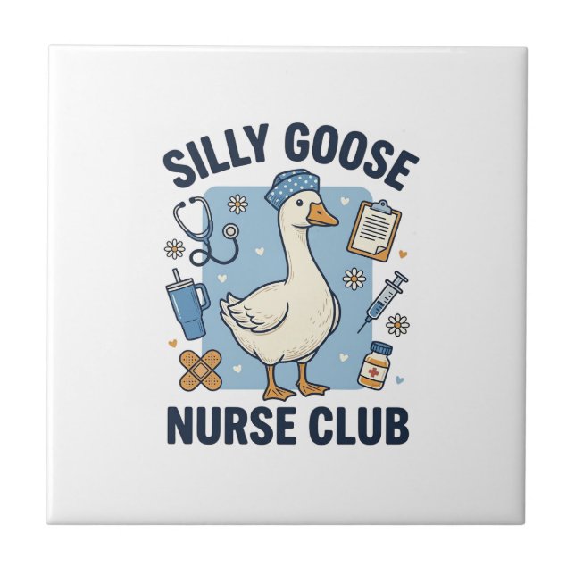 Silly Goose Nurse Club Funny Nurse Vector Design_1 Tile (Front)
