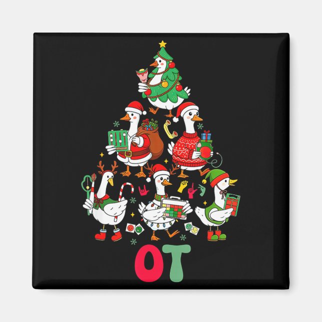 Silly goose occupational therapy christmas tree ot magnet (Front)