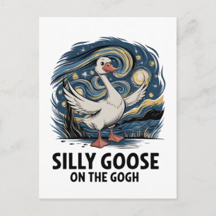 Silly Goose on the Gogh Funny Parody Geese Bird Postcard